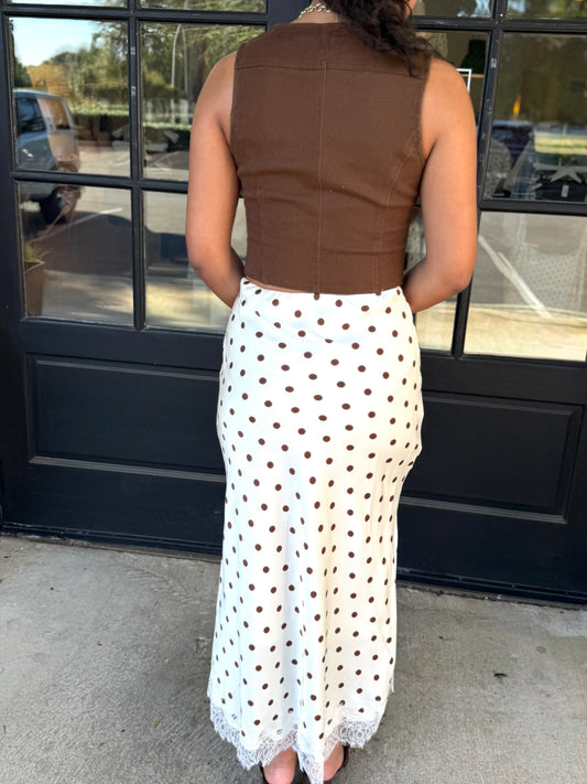 Champagne Polka Dot Lace Skirt