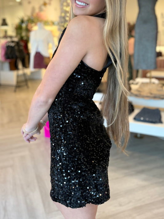 Black Velvet Sequin Mini