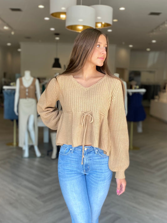 Beige Puff L/S Sweater