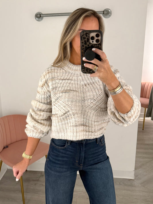 Cream Pastel Woven Sweater