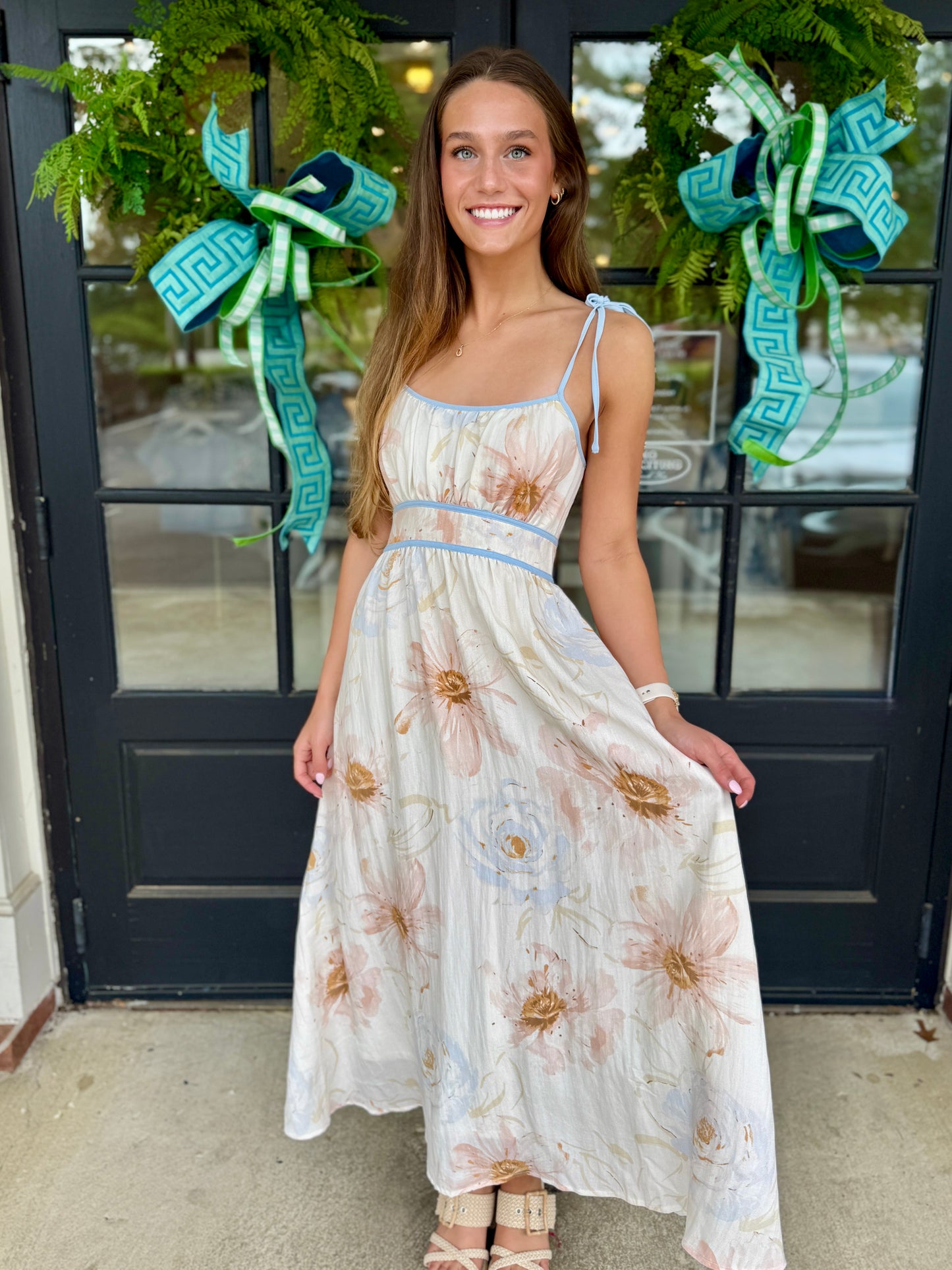 Watercolor Flower Tie Midi
