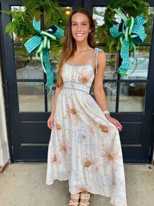 Watercolor Flower Tie Midi