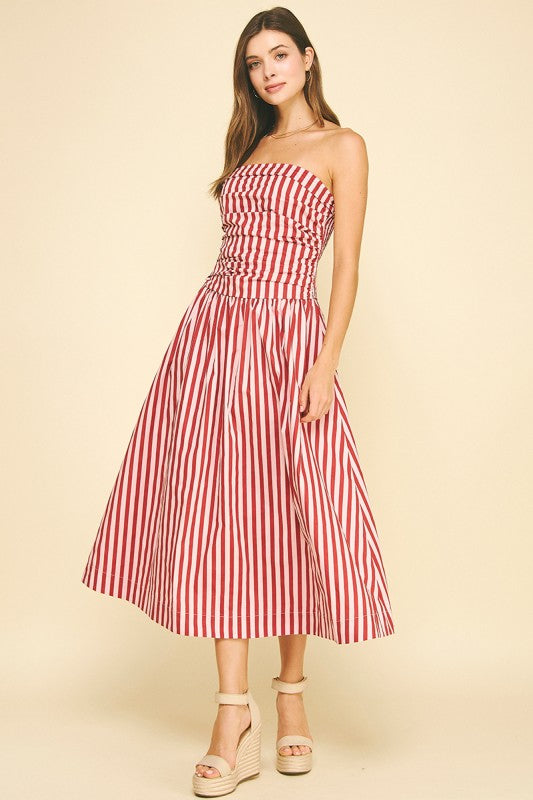 Pink/Wine Stripe Tube Maxi