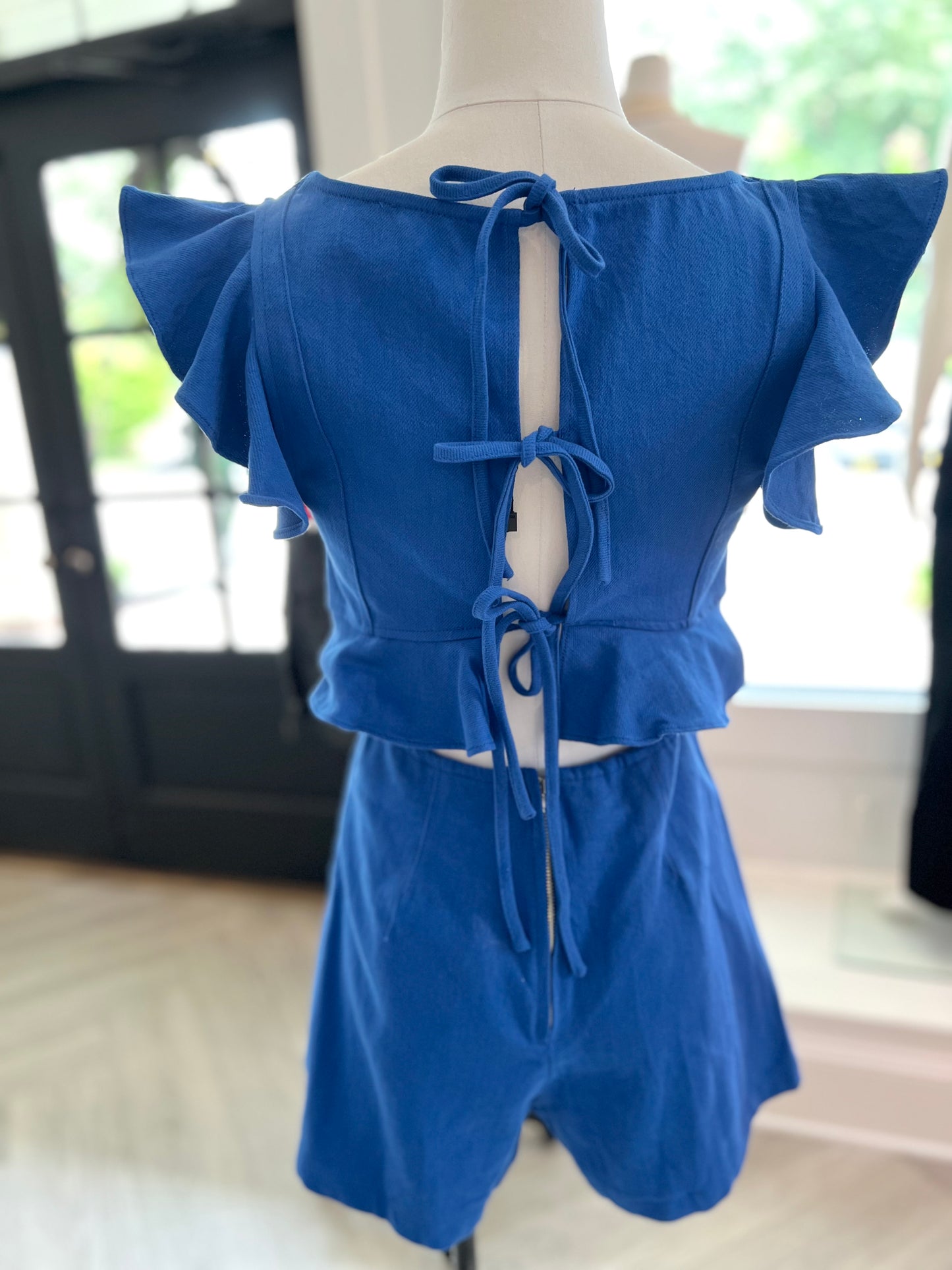 Royal Blue Back Open Romper