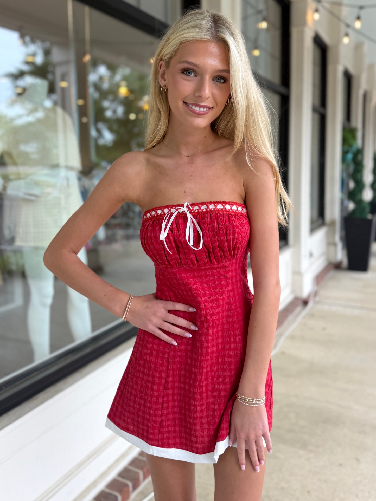 Strapless Ribbon Trim Mini