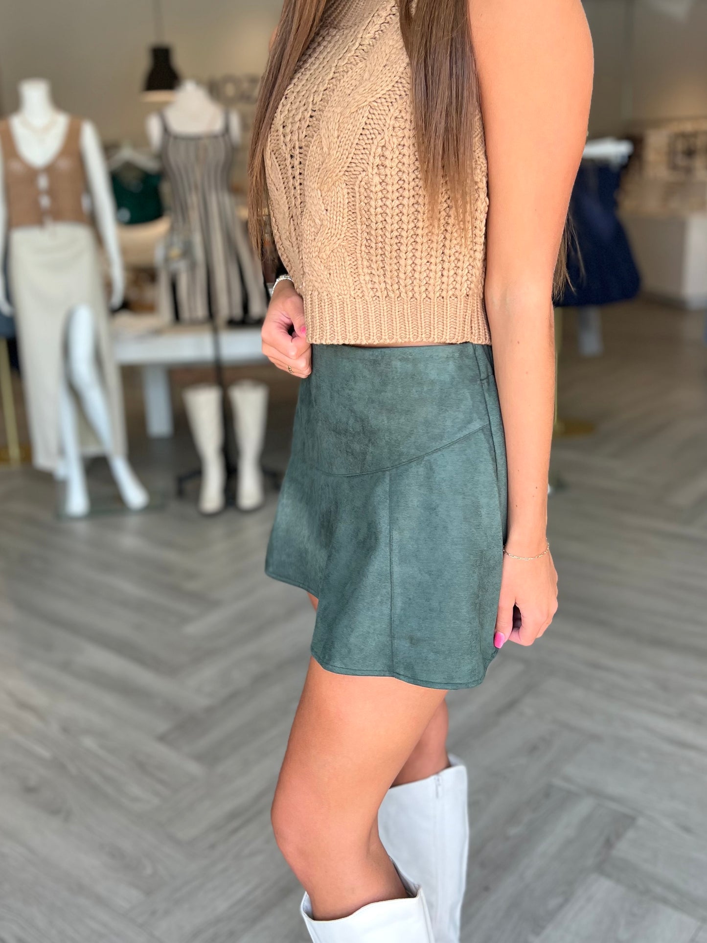 Ruffle Suede Mini Skort (2 colors)