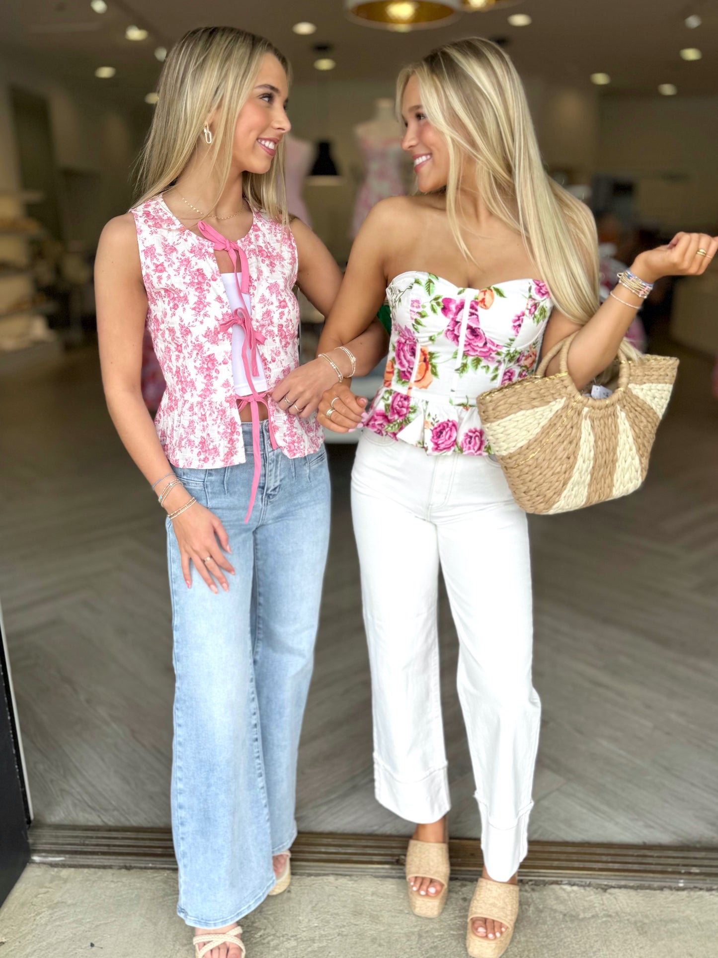 Red Floral Triple Ties Top