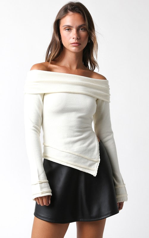 Ecru Off Shoulder Sweater