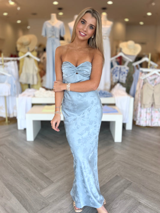 Slate Blue Flower Etch Dress
