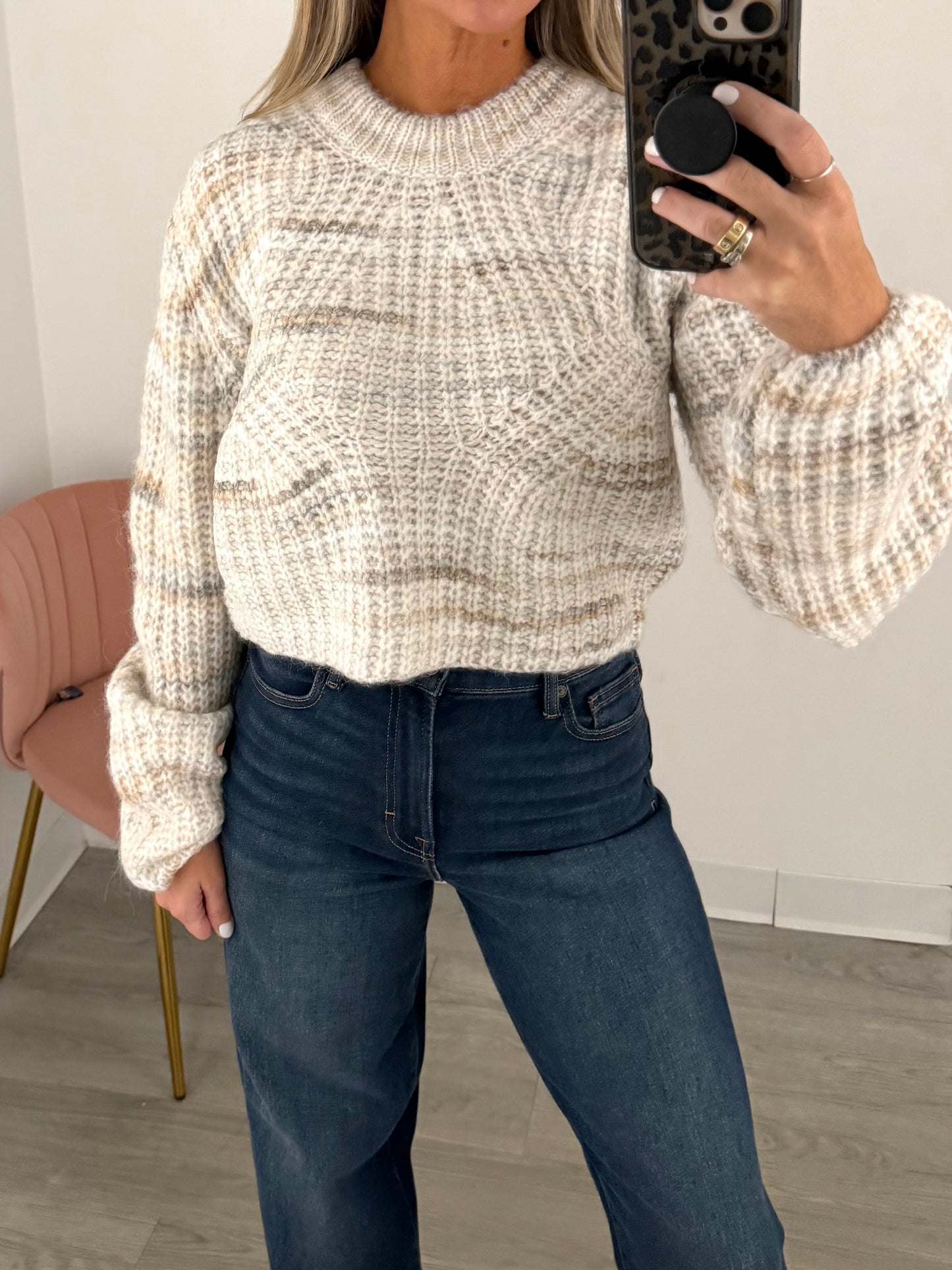 Cream Pastel Woven Sweater