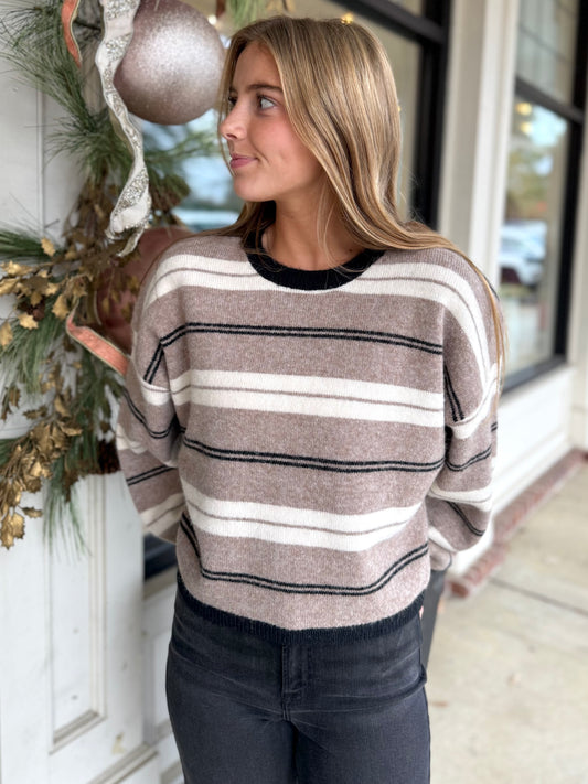Taupe Soft Striped Sweater