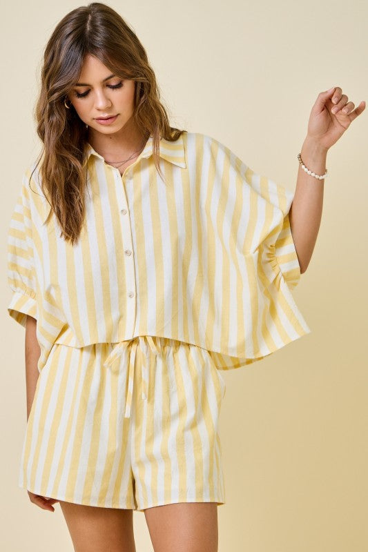 Lemon Striped Boxy Top