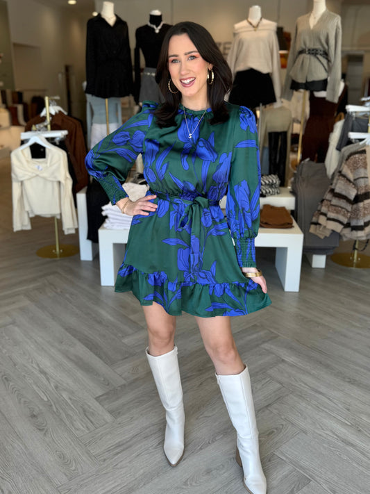 Busbee Floral Sevilla Satin Dress