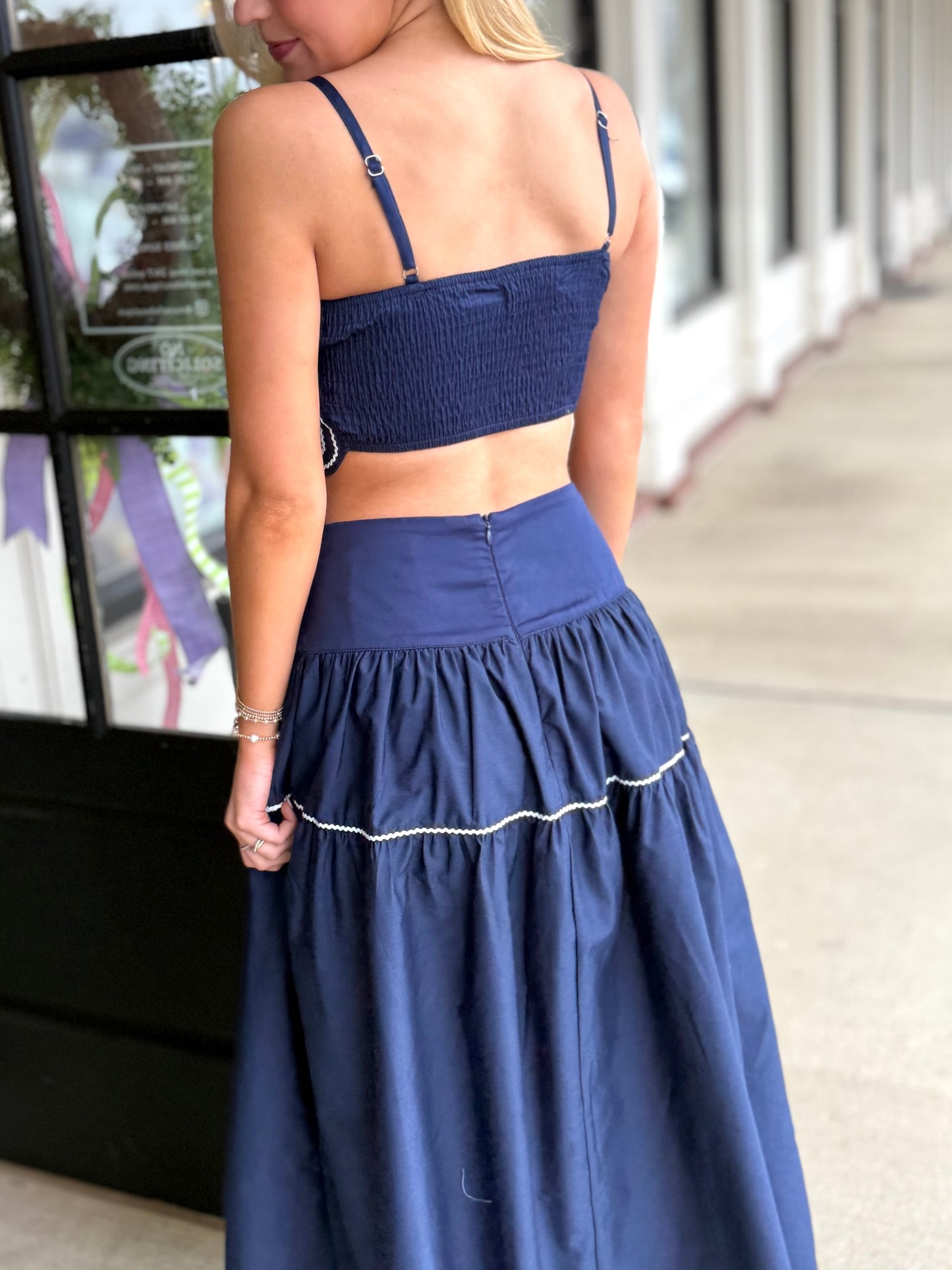 Navy White Max Top
