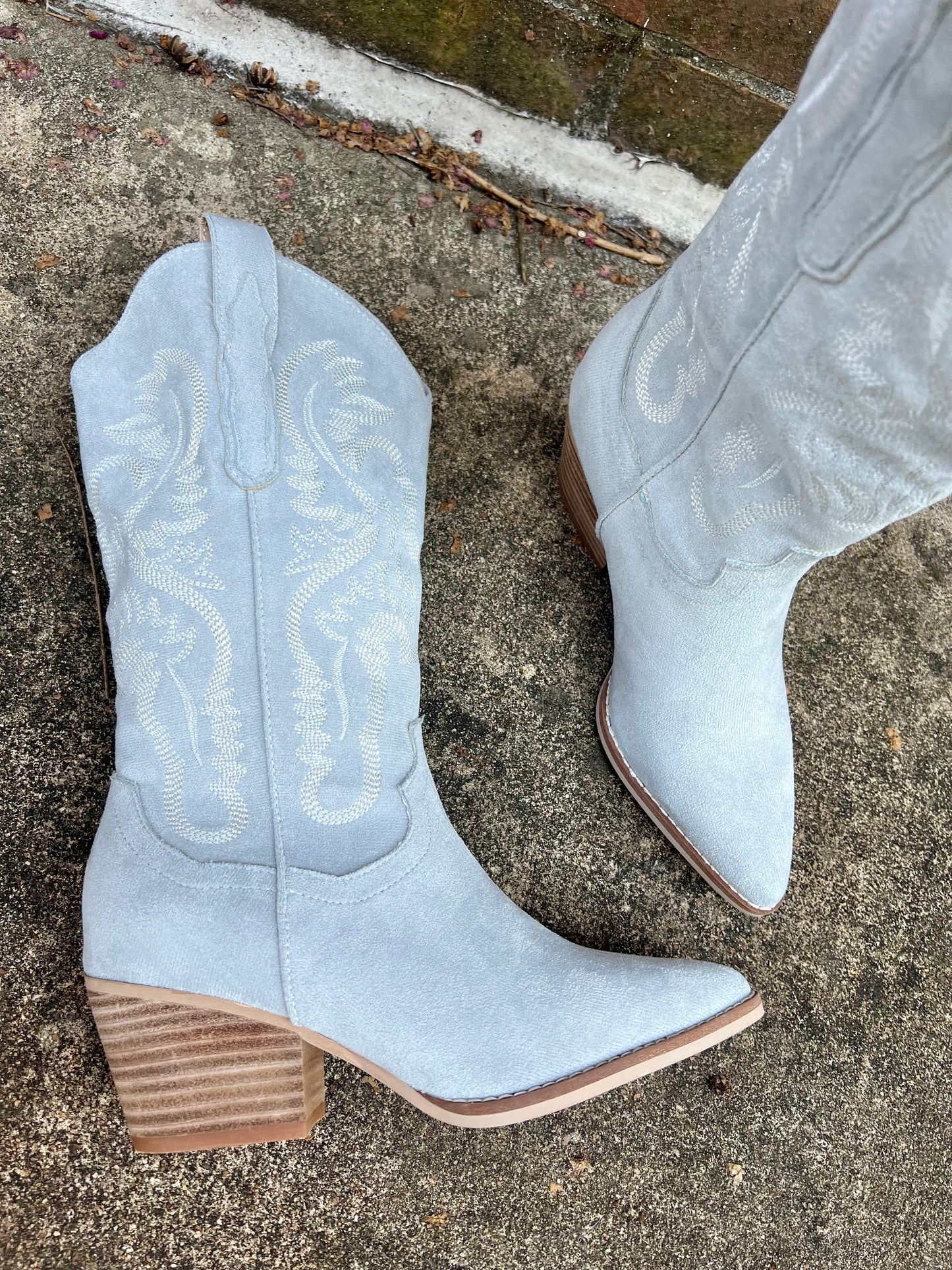 Light Dusty Blue Western Boot