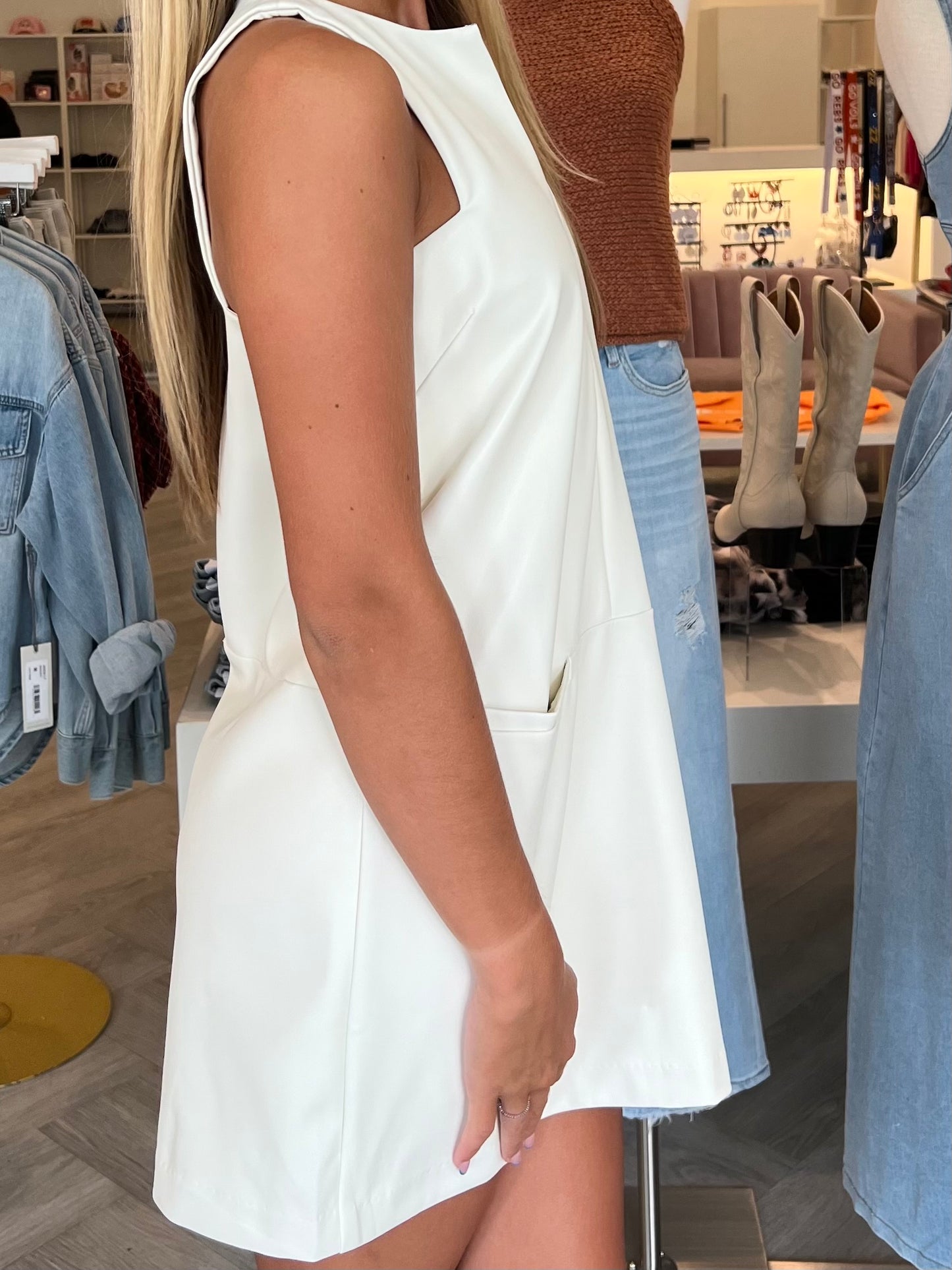 White Leather Jumper Dress