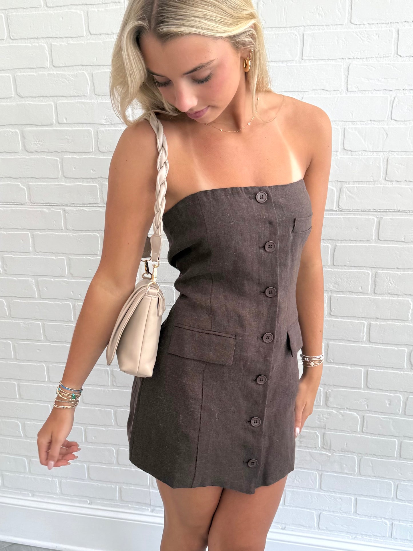 Brown Button Up Dress
