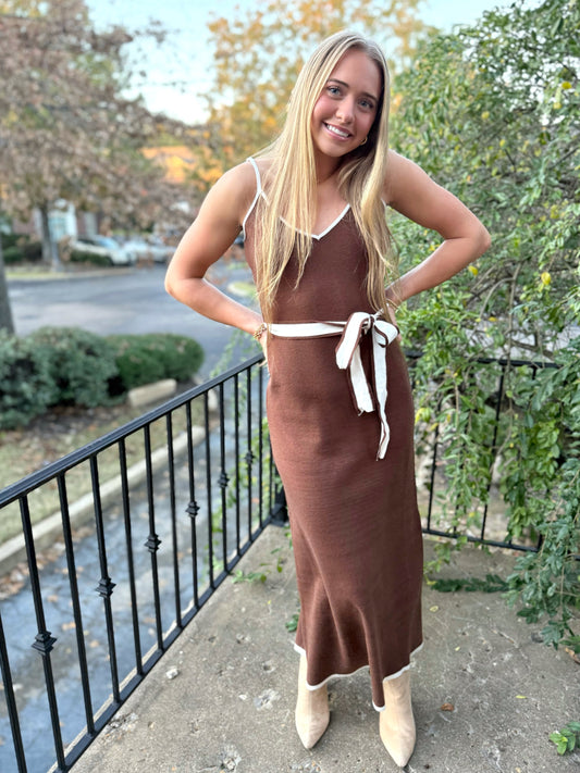 Brown Fit & Flare Midi