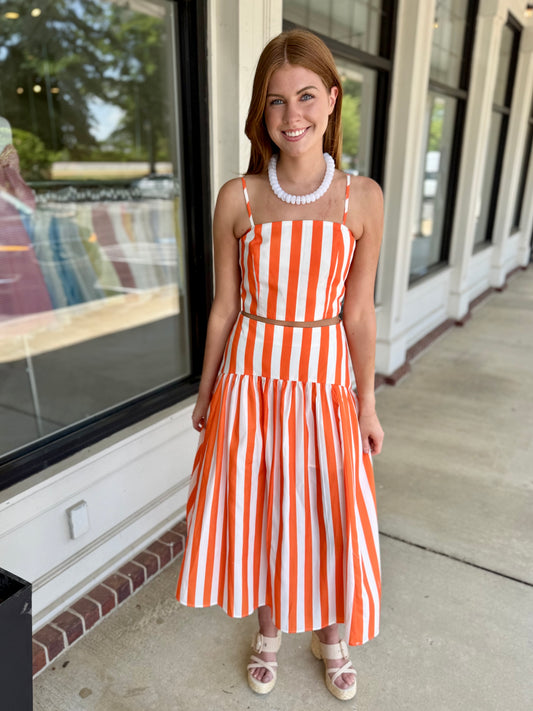Orange Stripe Crop Top