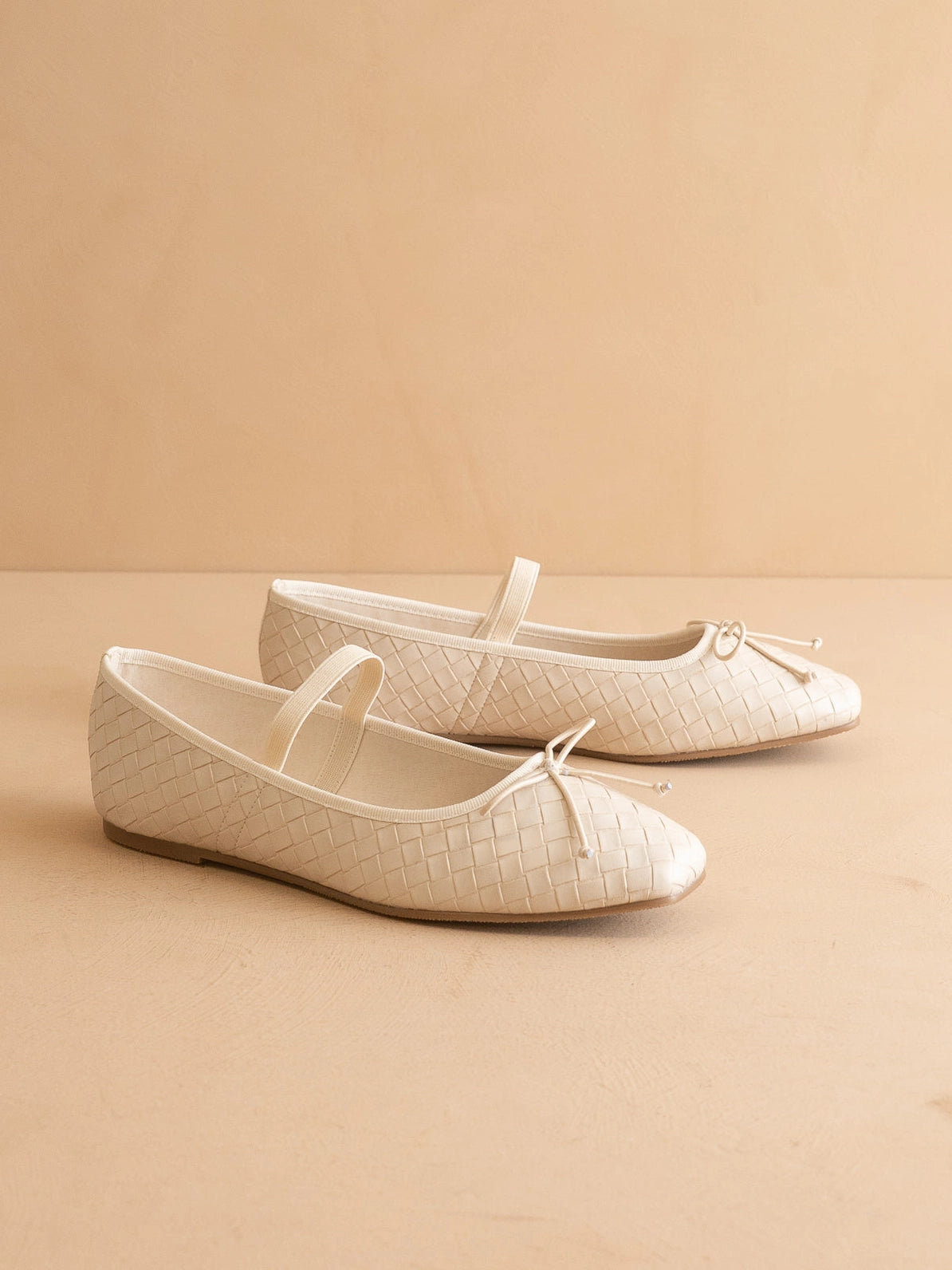 Beige Woven Ballet Flat