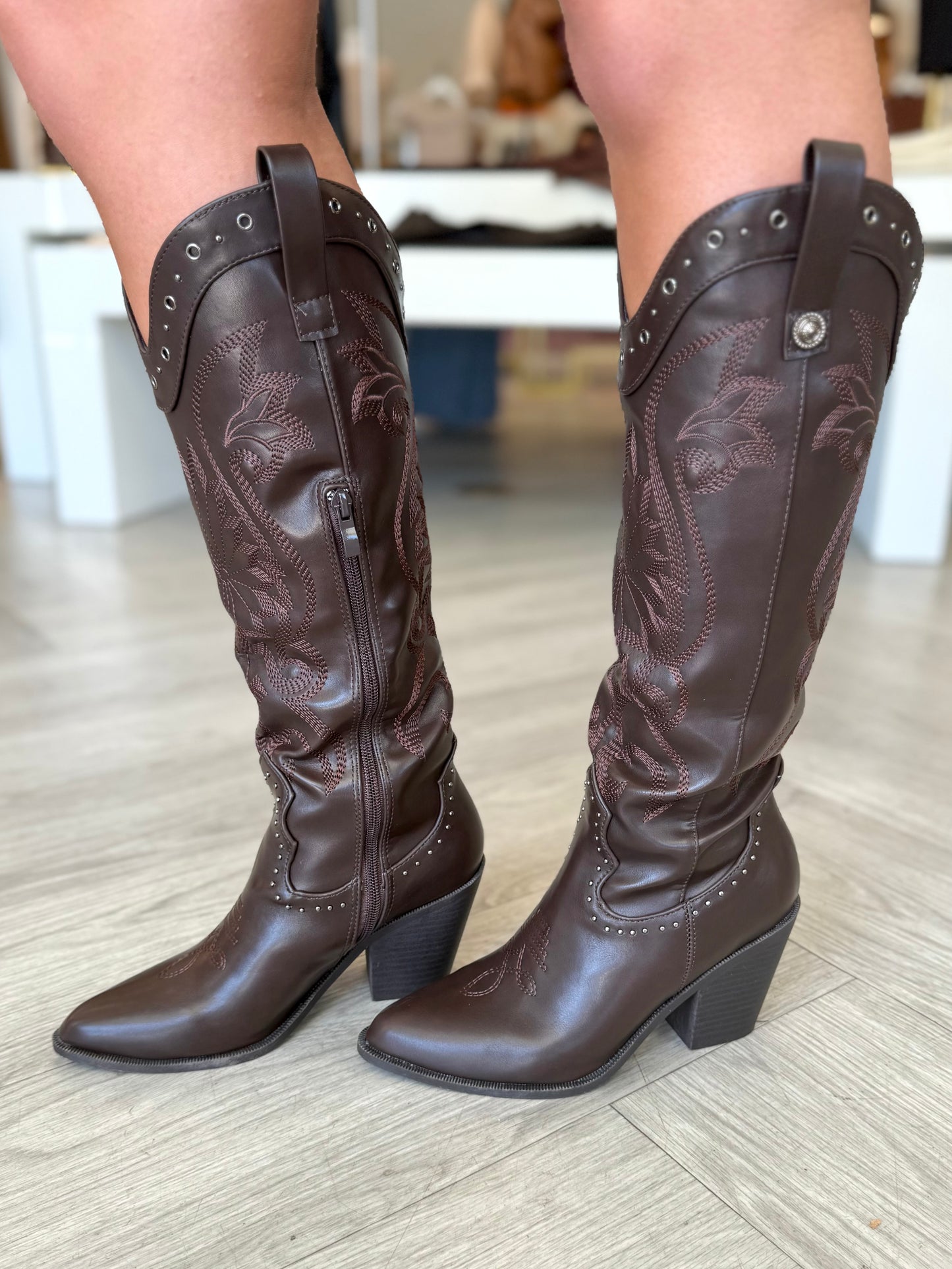 Brown Studded Cowgirl Boot