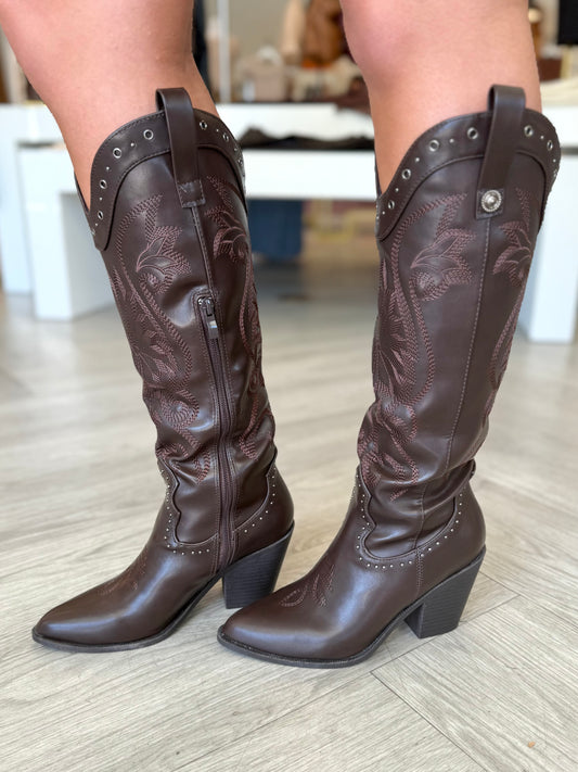 Brown Studded Cowgirl Boot