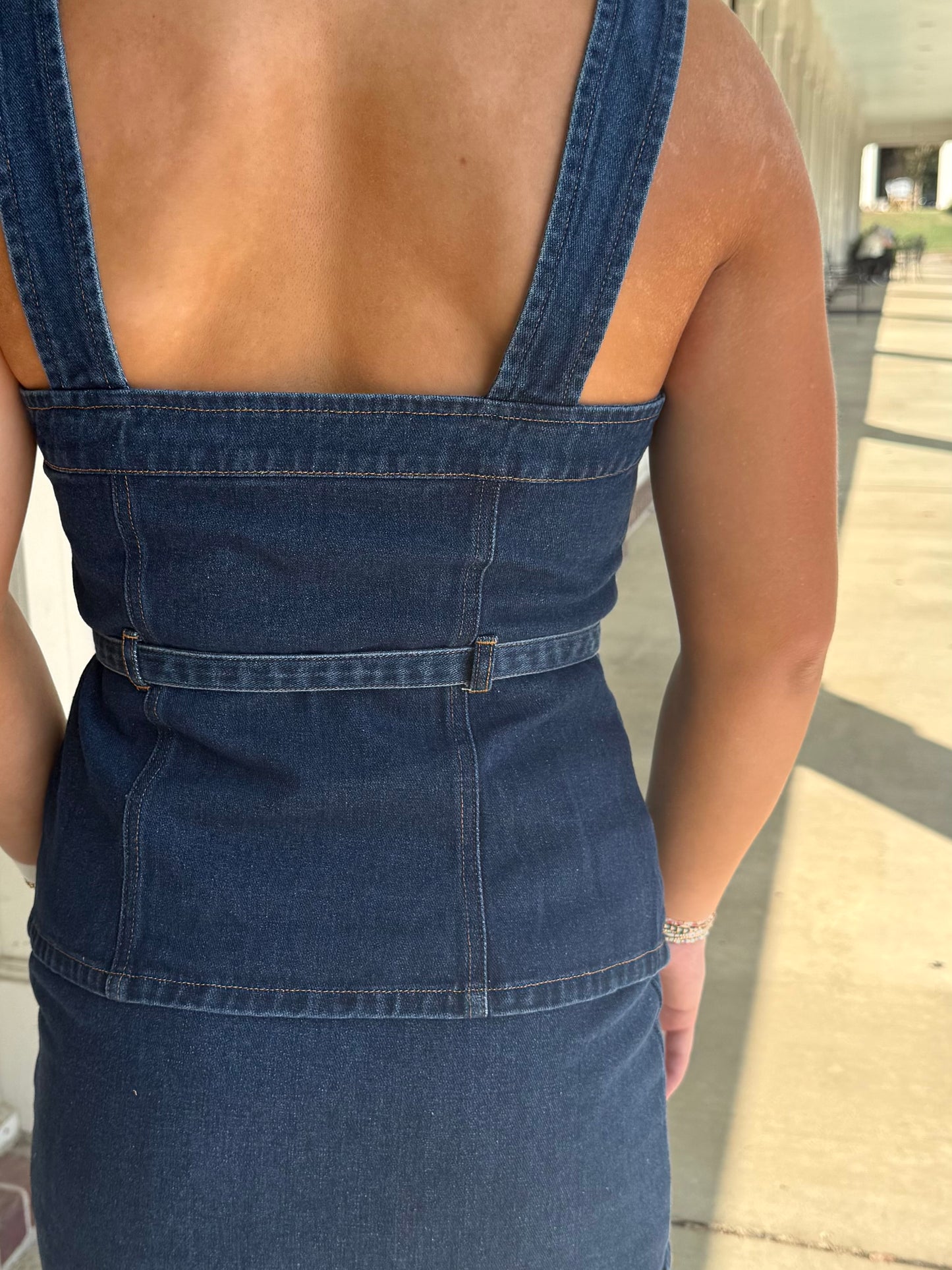 Indigo Buckle Denim Skirt