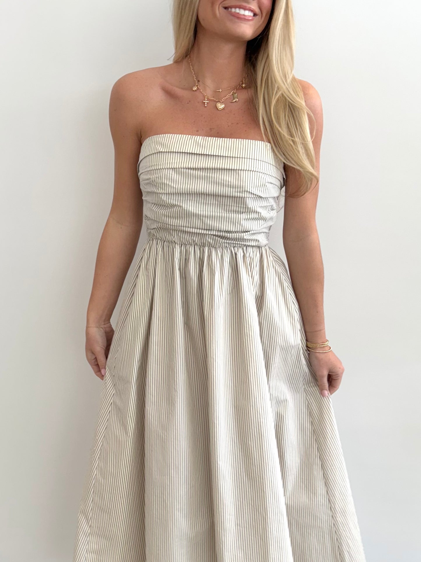 Taupe Tube Stripe Maxi