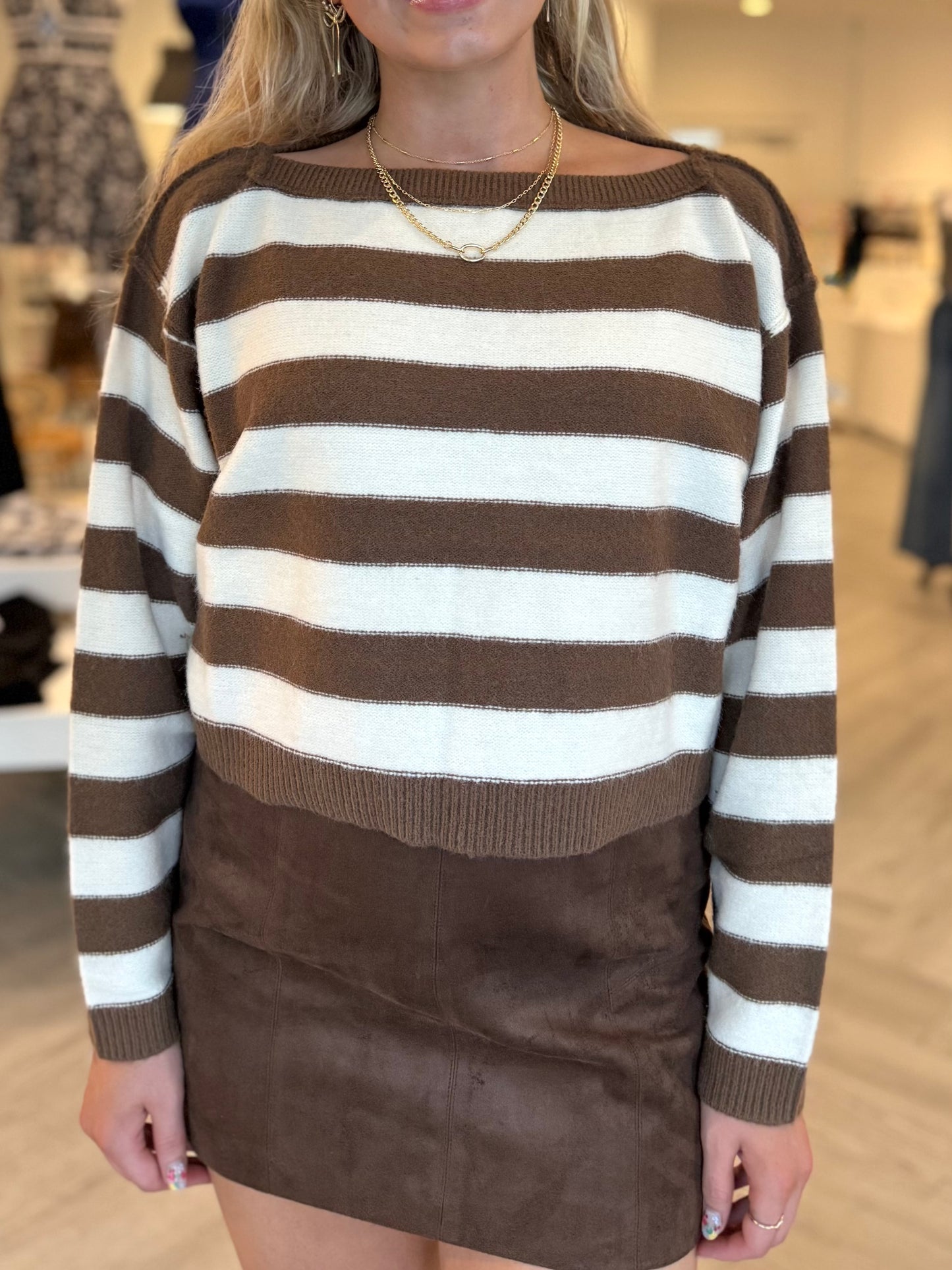 Stripe Exposed Seam Sweater
