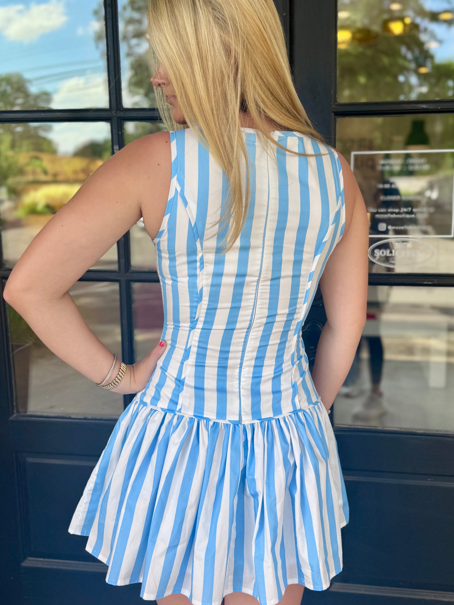 Powder Stripe Drop Waist Mini