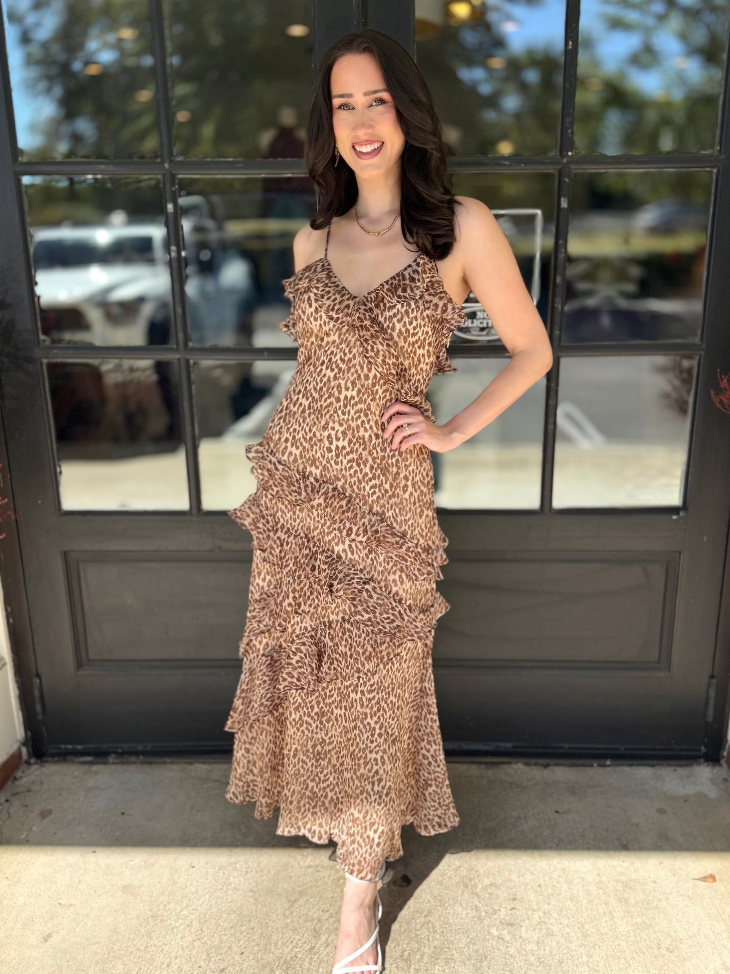 Leopard Ruffle Glitter Maxi