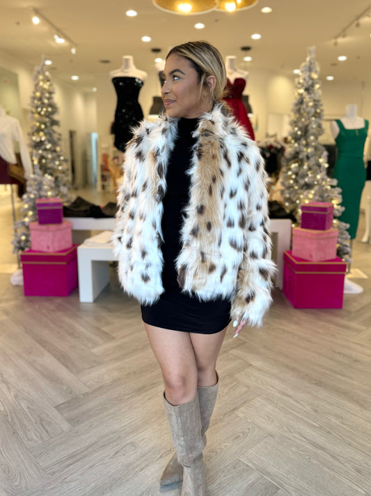 Animal Print Faux Fur Jacket