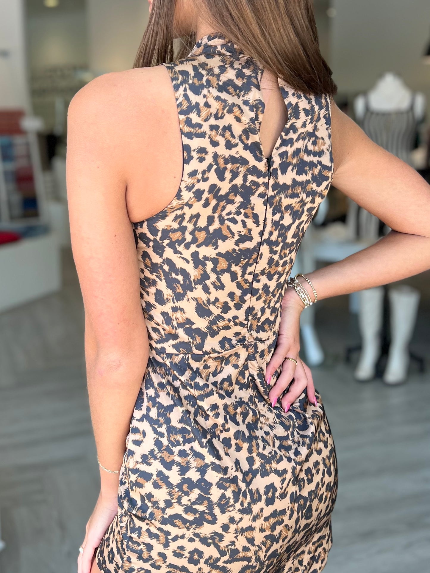 Satin Leopard Dress