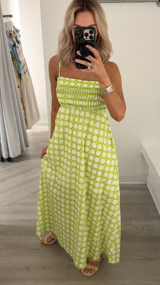 Chartreuse Chainlink Midi Dress