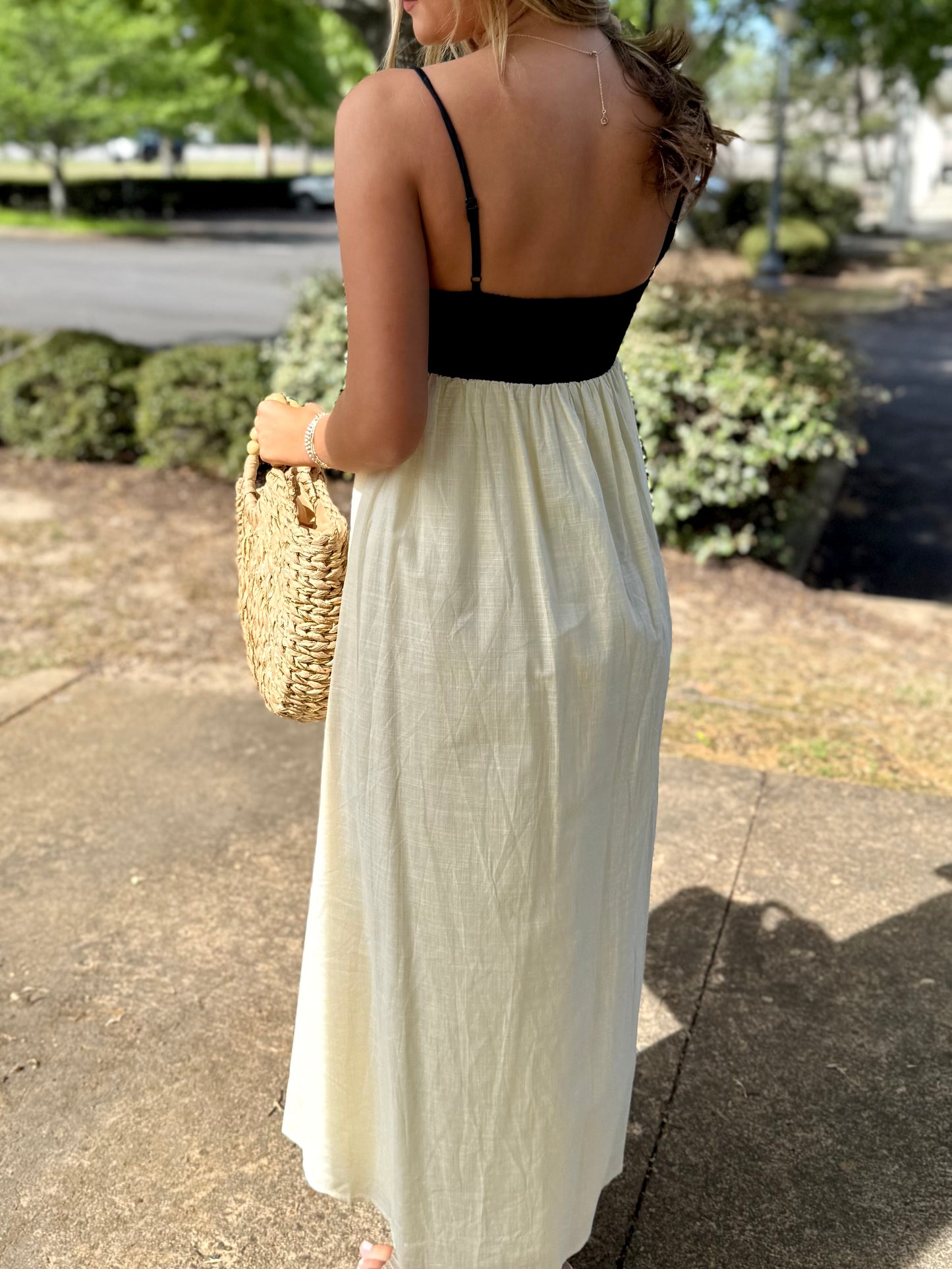 Cream/Black Color Block Maxi