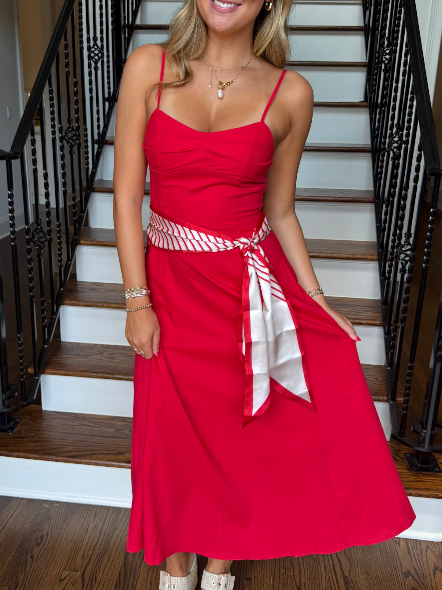 Red Sweetheart Scarf Midi