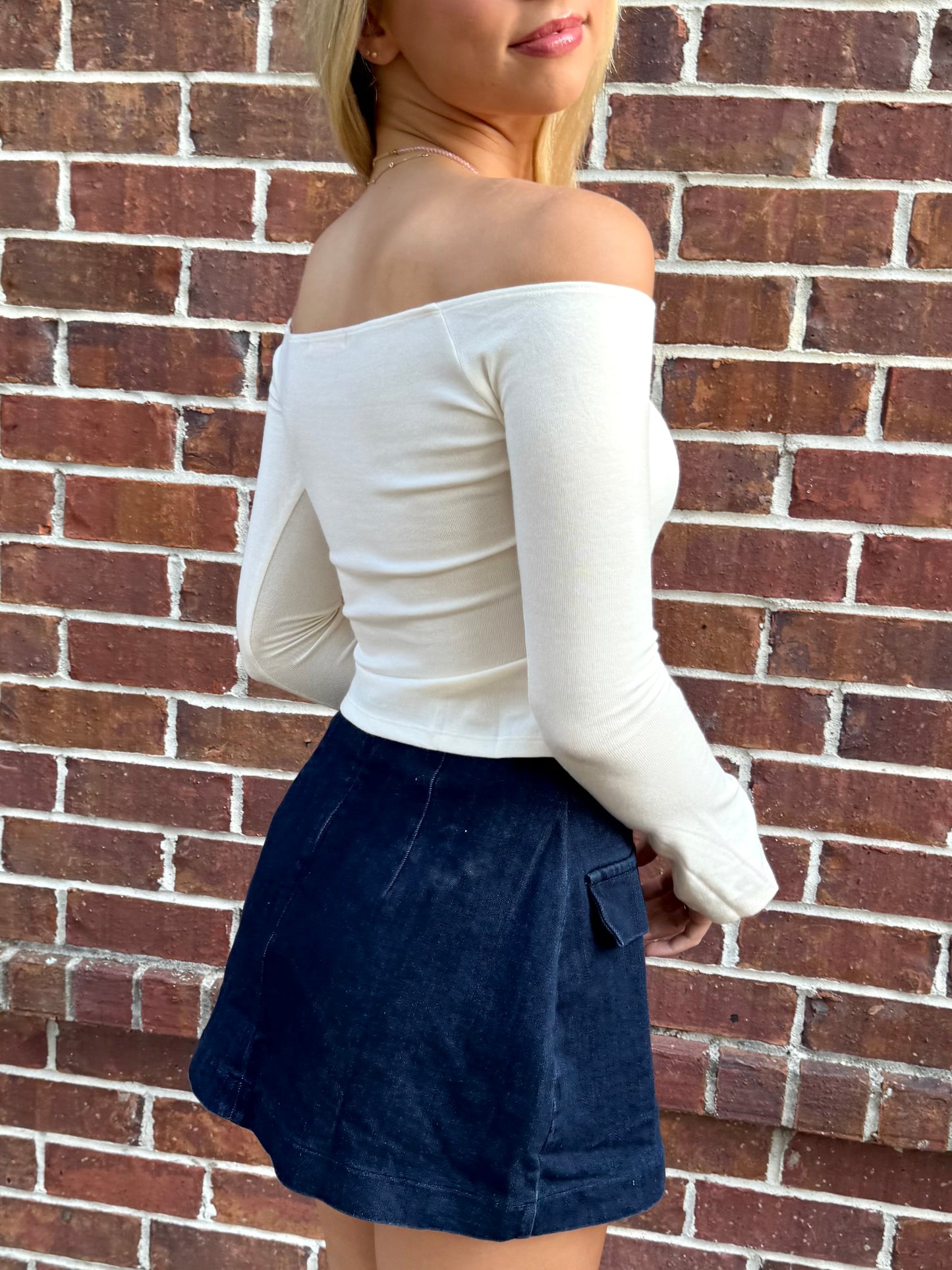 Cream/Brown Tie Top
