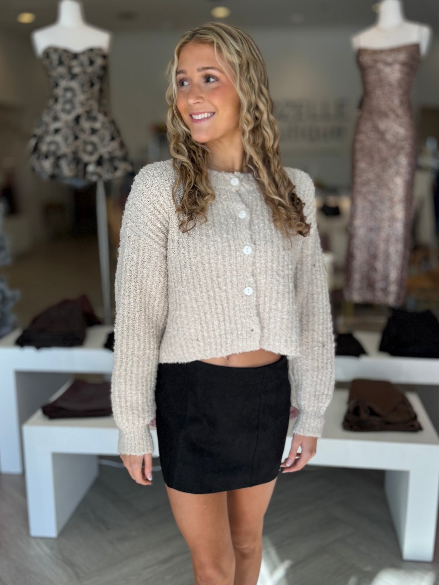 Suede Black Low Rise Micro Mini