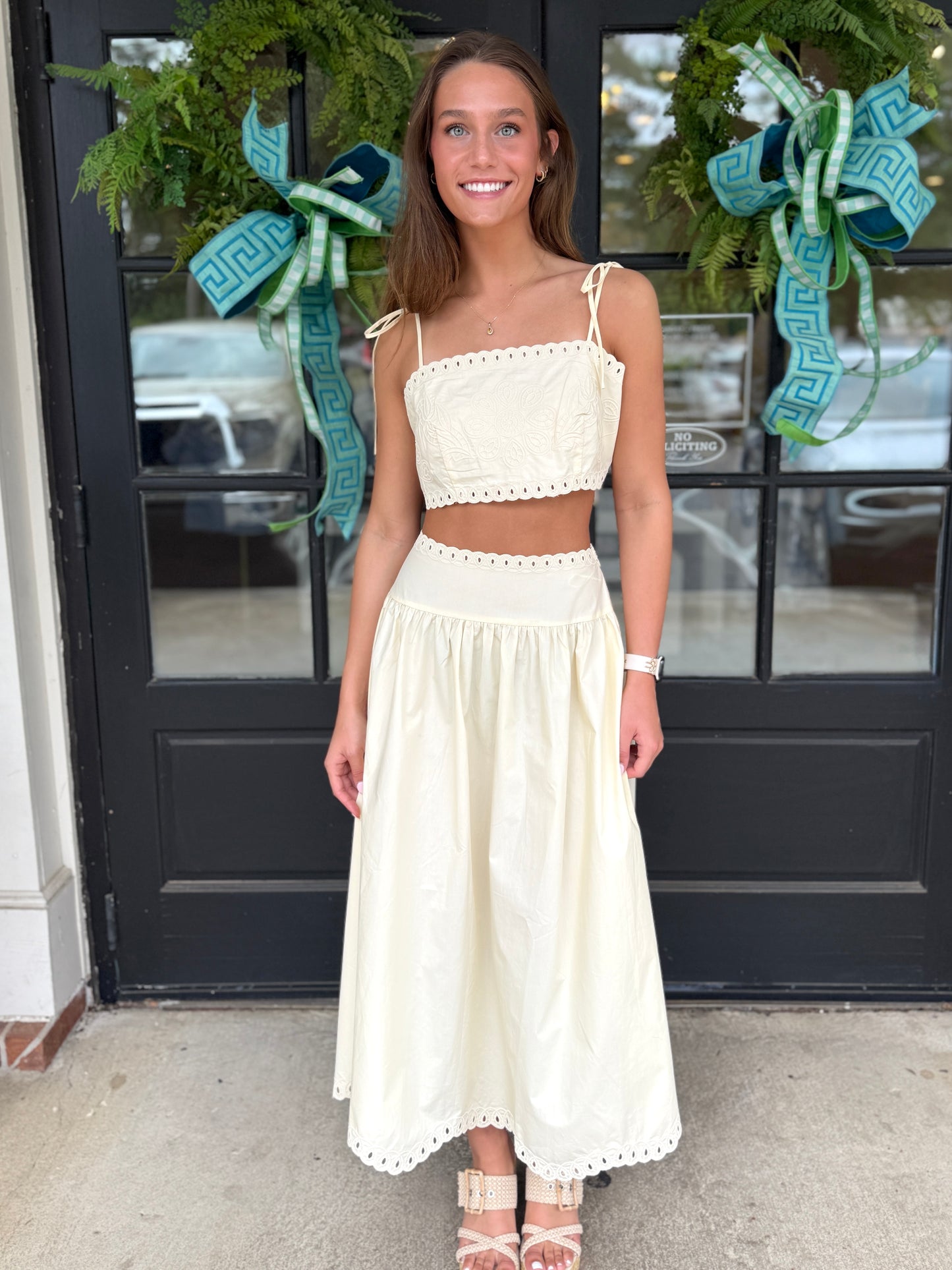 Embroidered Lemon Crop Top