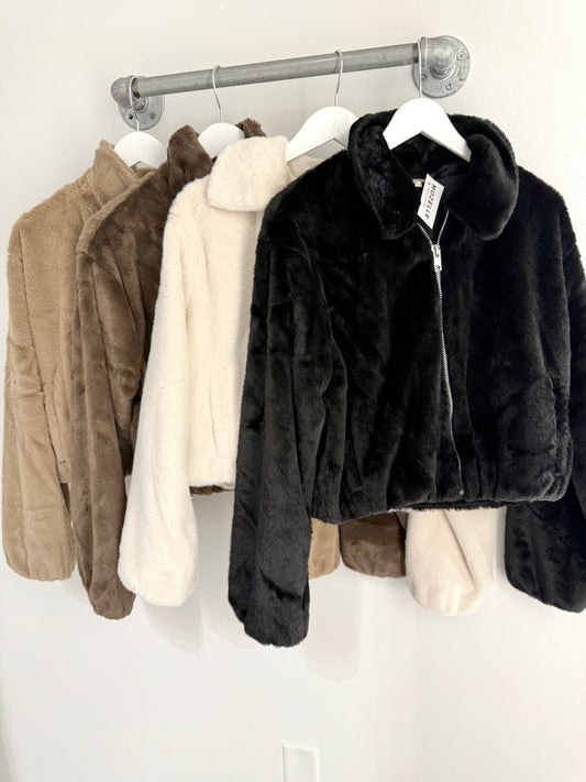 Fur Soft Zip Crop (4 colors)