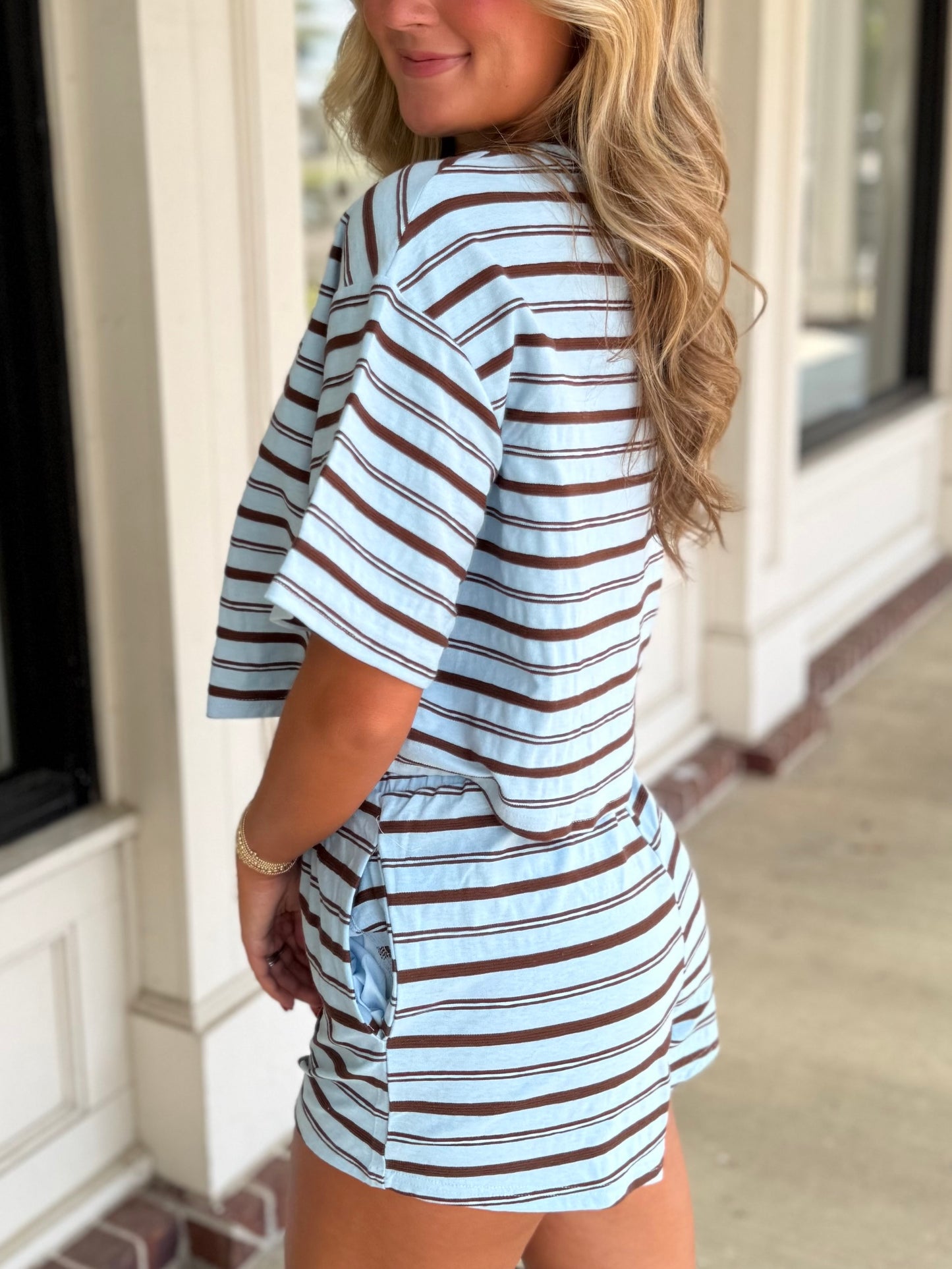 Relaxed Blue Stripe Lounge Tee