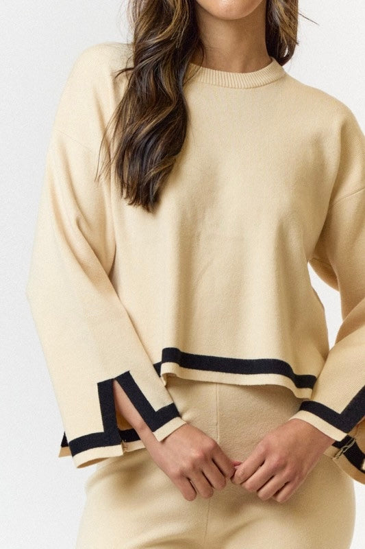 Cream Black Contrast Sweater