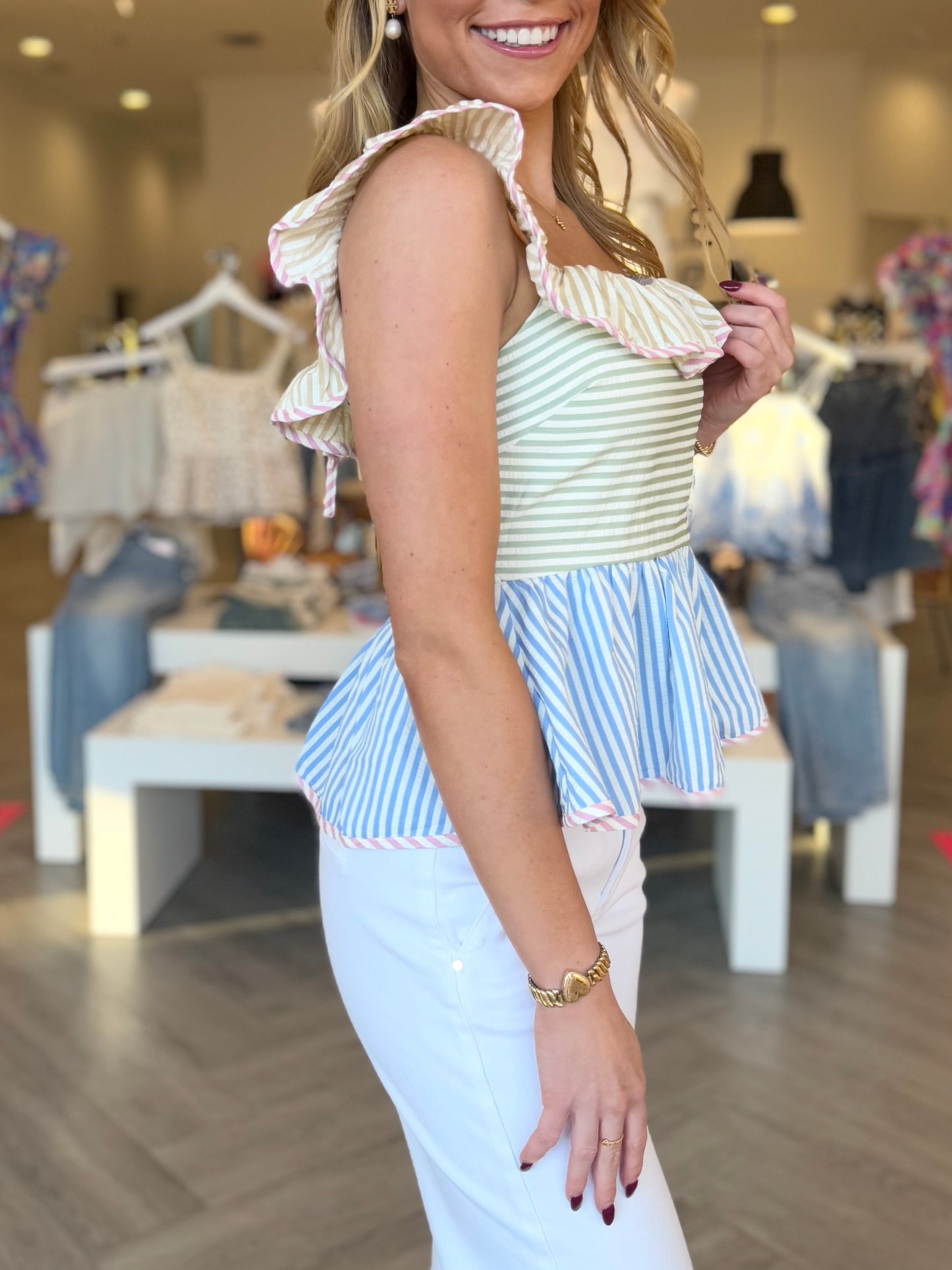 Pastel Blossom Ruffled Top