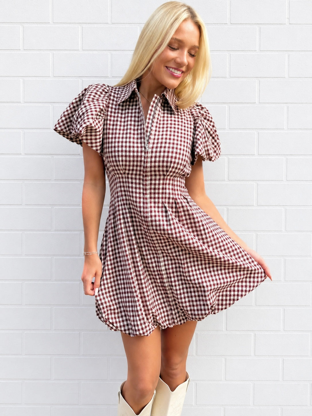 Burgundy Zip Bubble Dress