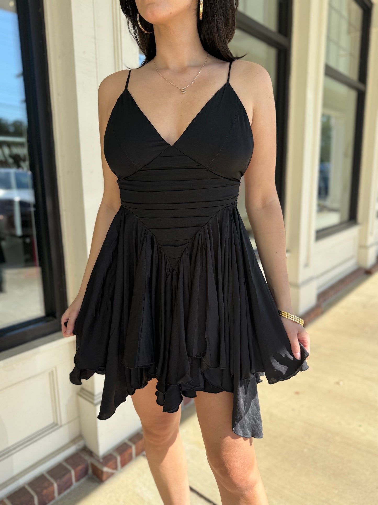 Black Ruffle Flare Mini