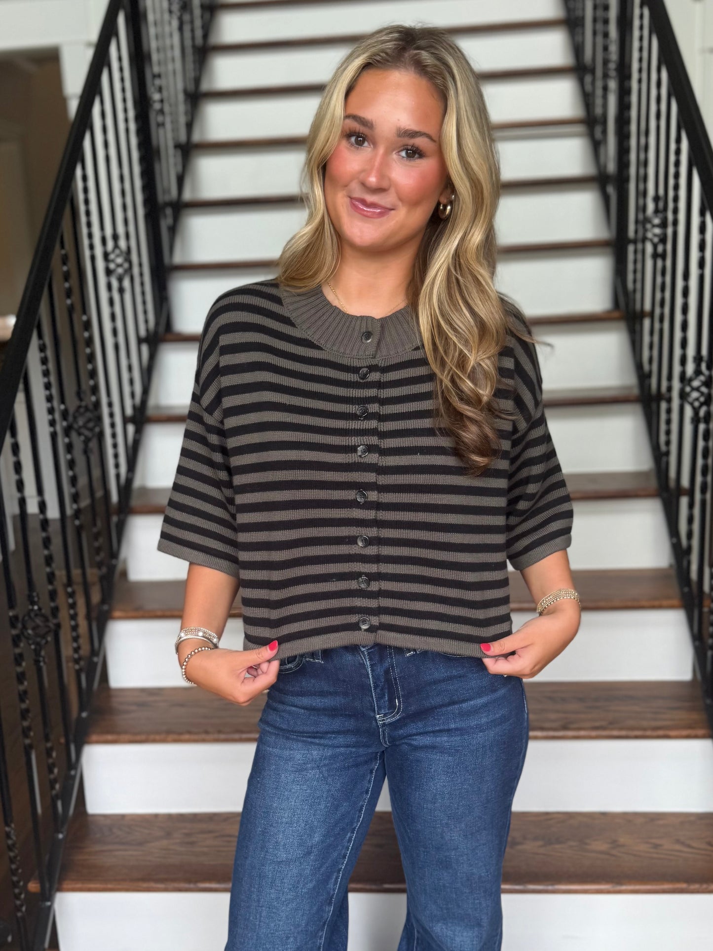 Olive Hour Striped Cardigan