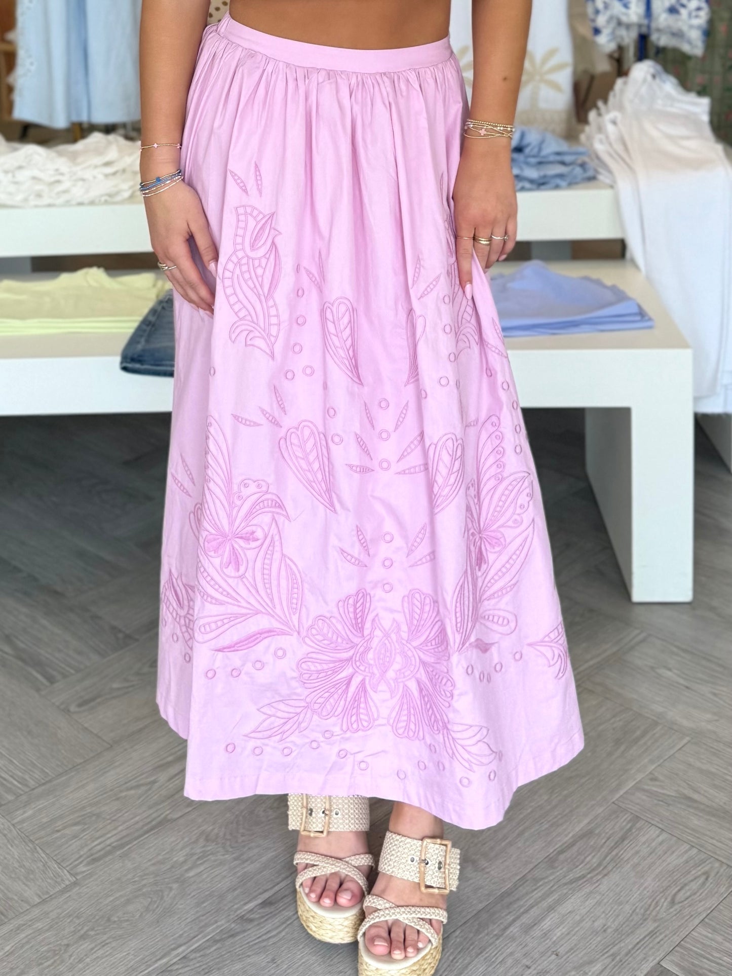 Pink Lavender Midi Skirt