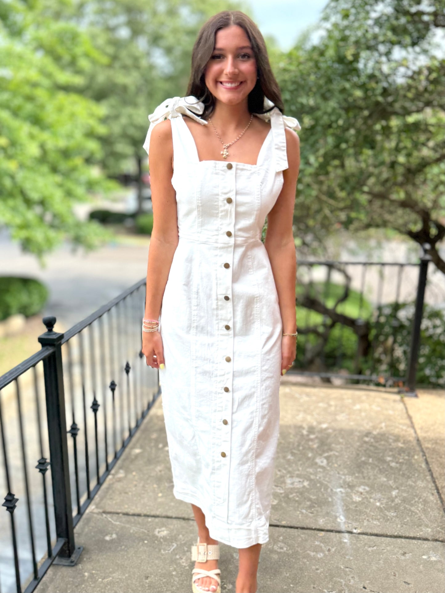 White Buttondown Stretch Dress