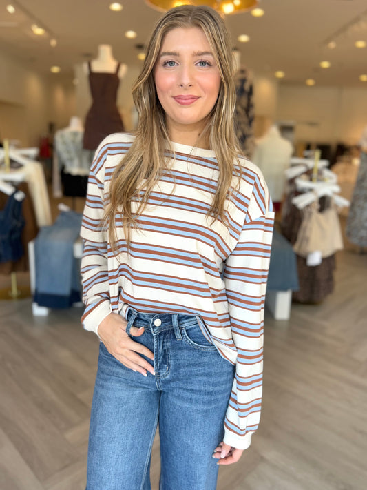 Blue Camel L/S Stripe Top