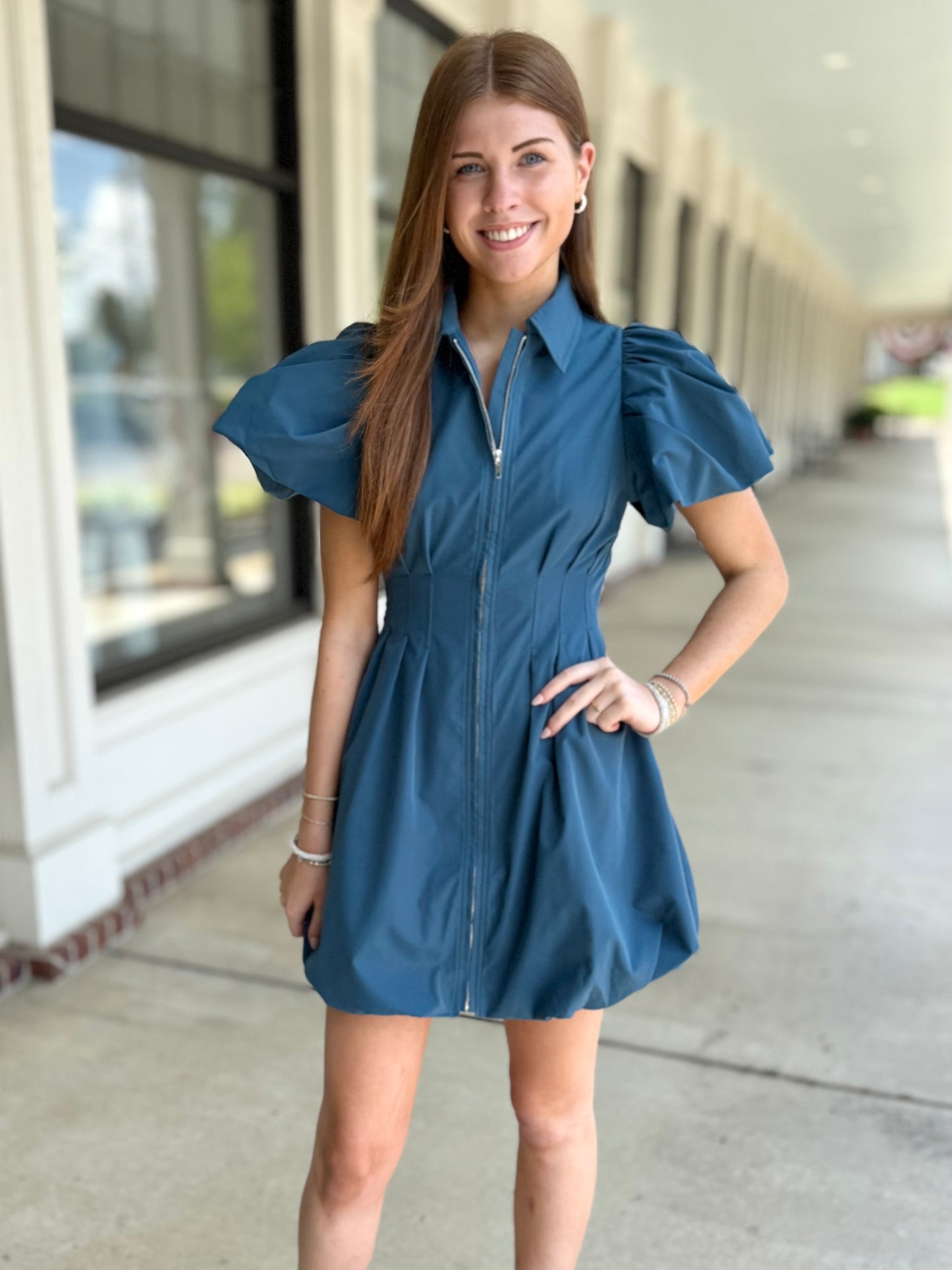 Zip Puff Bubble Dress